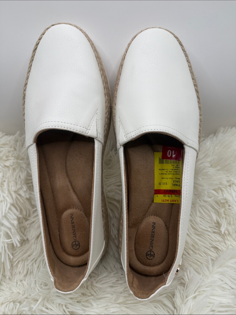 Giani Bernini White Slip-On Espadrille Loafers